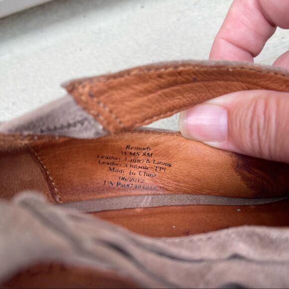 Gentle Souls Remody Tan Suede Peep Toe Criss Cross Strap Heels Size 8 - Picture 8 of 8